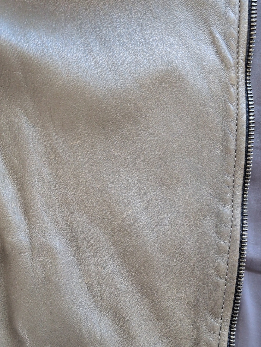 Vintage Trina Turk Olive Quilted-Shoulder Leather Moto Jacket - Picture 6 of 8